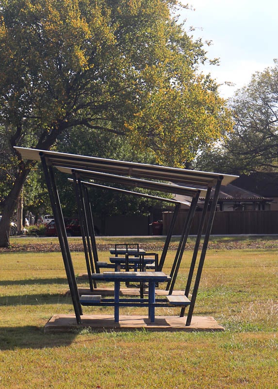 North Park shade structures and picnic tables