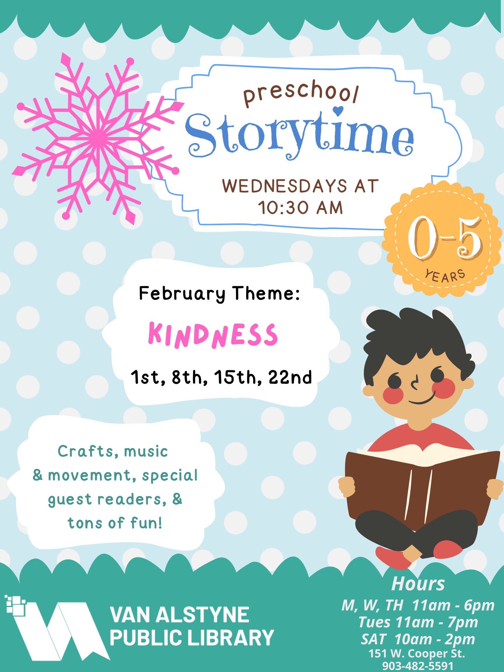 Story Time at the Library Wednesday 10:30am
