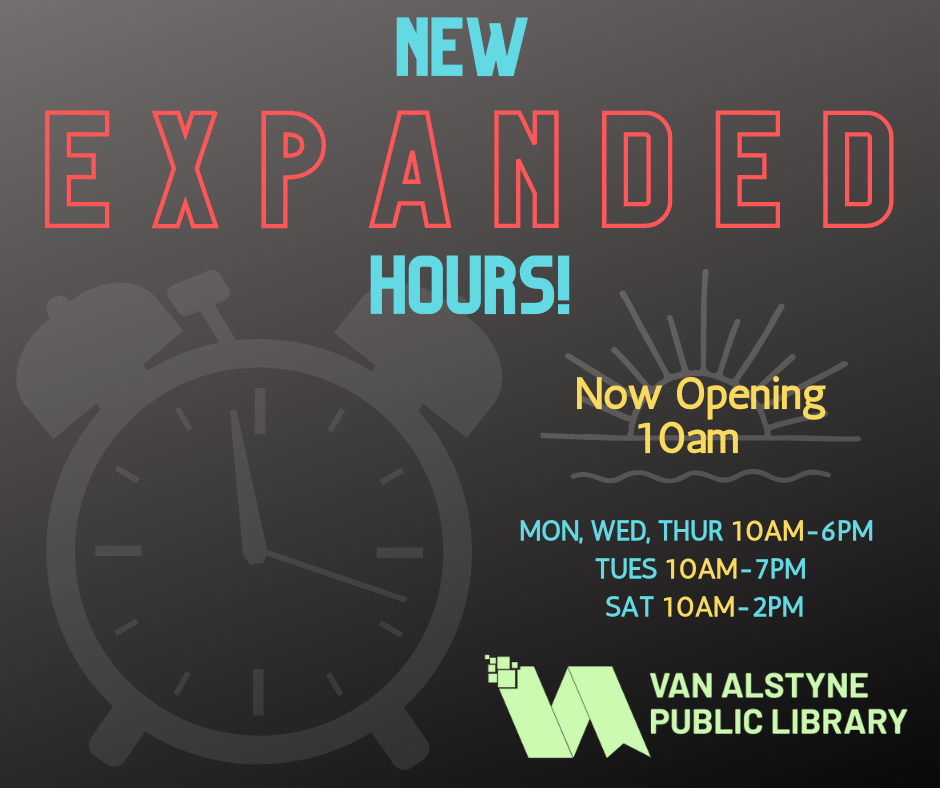 The library is now open at 10am (Same days as before)