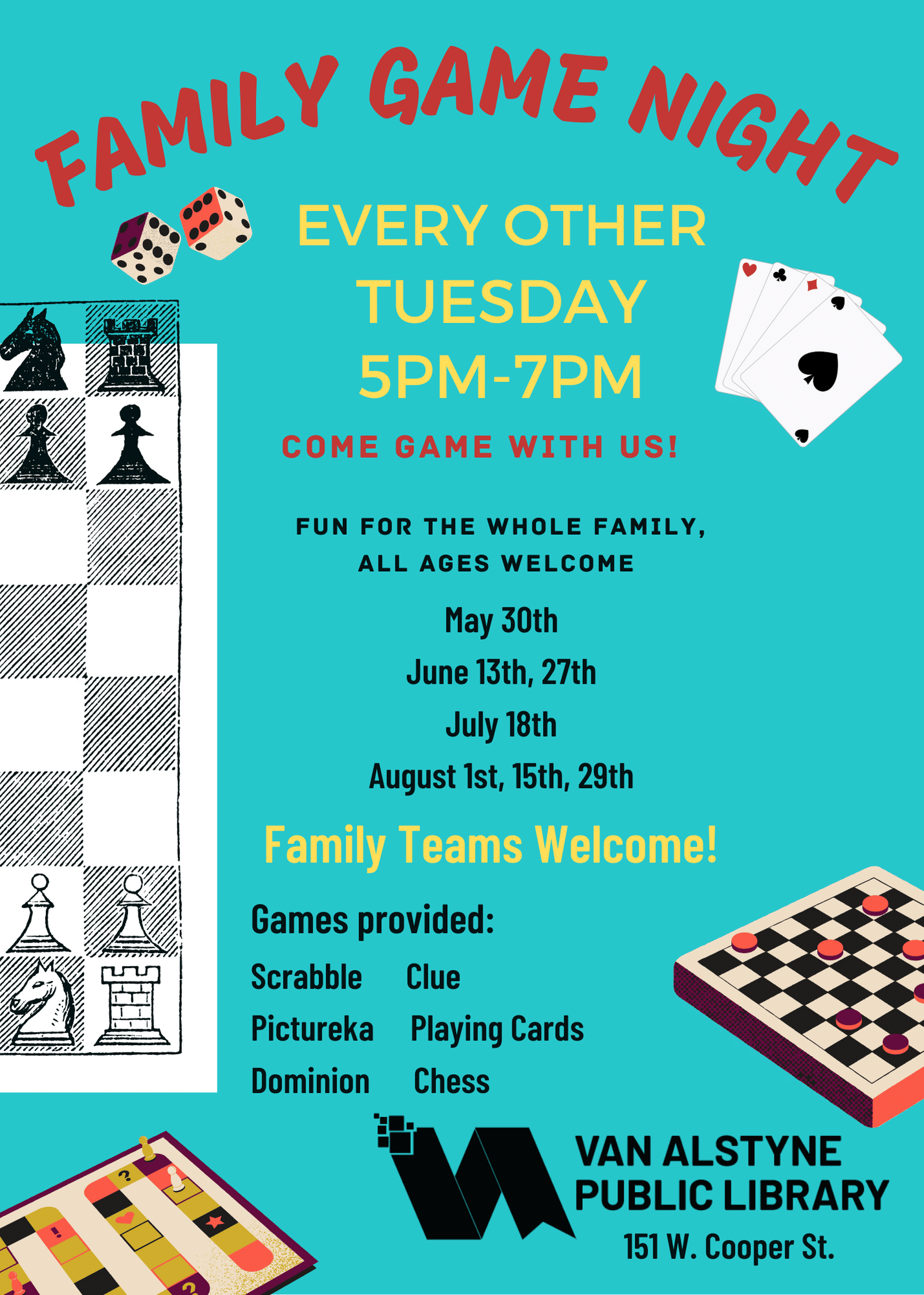 Join us every other Tuesday for a Family Game Night